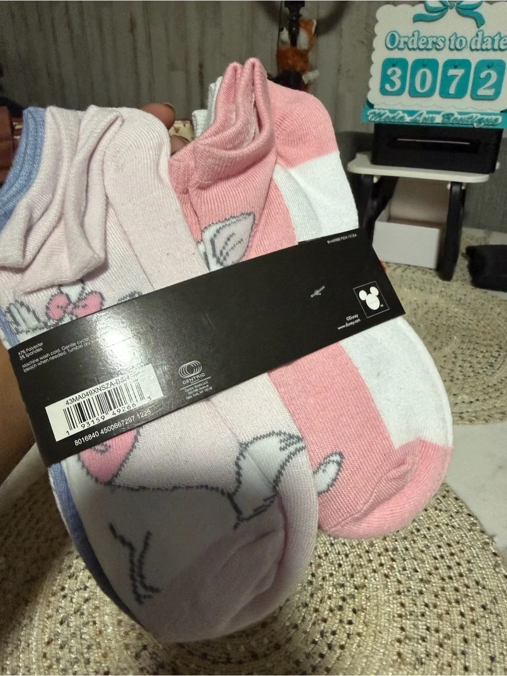 10pairs Disney No-Show Socks Pack - Pink, White, Light Blue